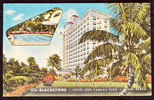 Miami Florida Blackstone Hotel Cabana Club Swim Pool Vintage Postcard c1950 picture
