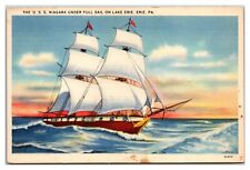 The U.S.S. Niagara Under Full Sail On Lake Erie, Erie, Pennsylvania Postcard picture