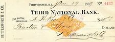 1899 CHECK THIRD NATIONAL BANK PROVIDENCE RI BUTTERWORTH & CO   REV STAMP picture