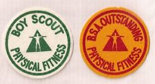 BSA BOY SCOUT OUTSTANDING PHYSICAL FITNESS VINTAGE FELT 4 INCH PATCHES LOT OF 2 picture