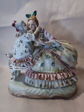 Mother and Daughter on Sofa Hand Painted  Bone China Lace Statue picture