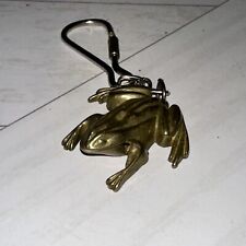 Vintage Lucky Frog Clicker Keychain Good Luck Click Frog Brass Metal Clicking picture