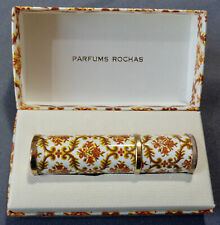 Vintage Madame Rochas Perfume Purse Spray White Gold Floral Metal Bottle in Box picture