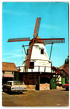 Postcard Chrome The Danish Inn Windmill Solvang, CA Vintage Station Wagon Parked picture