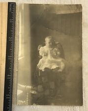 Antique Baby in Gown on Afghan ￼Cabinet Card Photograph Victorian 1890 - 1900s picture
