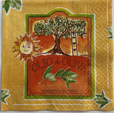 two Individual Olive Tree Oil beverage paper napkins for decoupage Italian Food picture