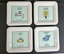 Set of 4 Vintage Monopoly Square Plates Hasbro 2004 Wine Things Sonoma CA picture