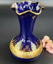 Vintage 1950's - Imperial Limoges - Cobalt Blue 22K Ornate Design Vase - 8