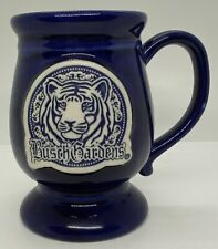 Busch Gardens Pottery 5.5” Coffee Mug White Tiger Safari Cup Cobalt Blue Drip picture