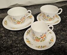 AYNSLEY Cottage Garden Tea Cup & Saucer Demitasse SET OF 3 Bone China England picture