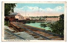 1921 S Railroad Bridge and the Rock River, Beloit, WI Postcard *6E(2)18 picture