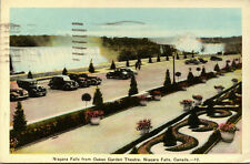 Vintage White Border Postcard Niagra Falls From Oak Theartre, Canada PM 1945 picture