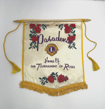 Vtg Lions Club Flag Banner Pasadena California Home Of The Tournament Of Roses picture