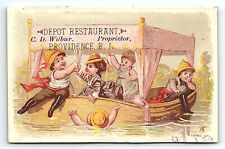 c1880 PROVIDENCE R.I. DEPOT RESTAURANT C.D. WILBUR  VICTORIAN TRADE CARD P2825G picture