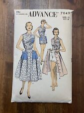 Vintage 1950s Sewing Pattern Playsuit Advance 7049 3 Piece Skirt Shorts Top picture