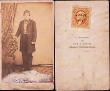 CDV Civil War Photograph Sun Tax Revenue Stamp R18 1865 HS Cancel picture