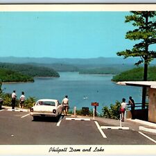 1963 Bassett, VA Philpott Dam Lake Birds Eye Reservoir Crowd Cars Teich PC A235 picture
