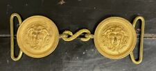 Antique Napoleonic Era Late 1800s French Navy Brass Belt Buckle Medusa w Leather picture