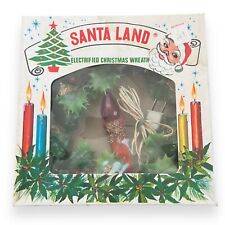 Vintage Santa Land Electrified Christmas Wreath w Candle Light Great Display Box picture