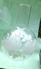 Vintage Glass Hurricane Candle Lamp Shade Globe Chimney w/Flowers picture