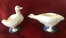 RARE Vtg ART POTTERY - 2 WHIMSICAL GEESE EGG CUPS - Artisan HAND-CRAFTED Signed picture