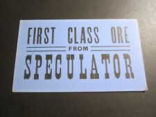 Old Vintage - FIRST CLASS ORE from SPECULATOR - Montana MINING - TRAIN CARD  picture