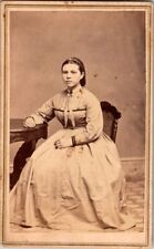 Lovely Young Lady in Pretty Dress w/Brooch, c1870s, CDV Photo #2204 picture