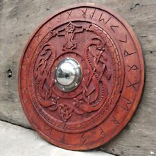 Viking Engraved Wooden Shield | Carved Norse Runic Shield | Battleworn Shield picture