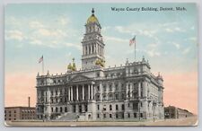 Detroit Michigan Fisher Wayne County Building Vintage Postcard picture