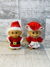 Russ Troll Ornaments Santa and Mrs. Claus Trolls Set Of 2 Christmas 4” Vintage picture