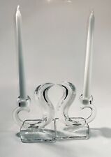 Vtg 50s Viking Pressed Glass Martinsville Flame Hollywood Regency Candle Holders picture