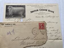 Vtg 1897 American Cotswold Record Sheep Waukesha Wisconsin Letterhead Envelope picture