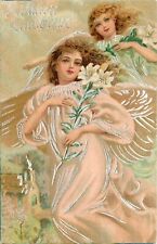 UDB Tuck Electra Christmas Postcard 4. Beautiful Angels w/ Lily Flowers picture