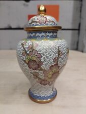 Jingfa Enamel Cloisonne Jar with Lid Blossoms Made in China picture