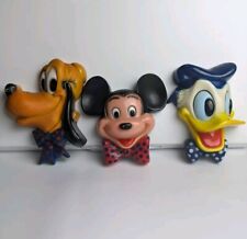 VTG Mickey Mouse Pluto Donald Duck Wall Decoration 5 Inch Plastic Heads Faces  picture
