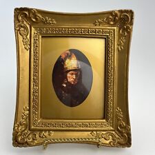 Framed Truart Rembrandt Print Vintage 70s Man With Golden Helmet Rococco Style picture