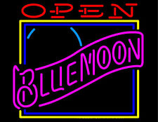 Blue Moon Open Neon Sign 24x20 Beer Bar Cave Restaurant Wall Decor picture