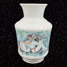 Vintage Painted Porcelain Vase With People Playing Music Marked Ceramic 5.75