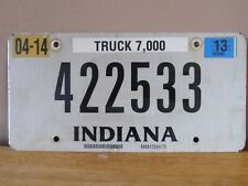 2013 Indiana TRUCK License Plate 422533~Black/White~Elkhart County~Good Shape picture