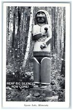 1947 Heap Big Silence How Come? Sculpture Statue Squaw Lake Minnesota Postcard picture