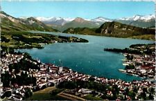 Luzern Die Alpen Wob Note 1957 Cancel Pm Birds Eye View Snow Mountain Postcard picture