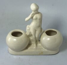 Antique Art Deco Cream Pottery Nude Woman Figural Double Planter picture