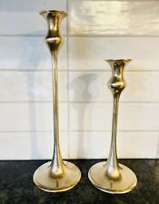 Vintage Pair of 12’’, 9’’ Brass Candlesticks Holders Made in India picture