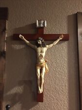 Vintage INRI Wood Crucifix Jesus on The Cross Religious Wall Decoration 20