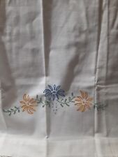 Handmade Embroidered Floral Extra Large Pillowcases Pair Crochet Trim 33 X 22 picture