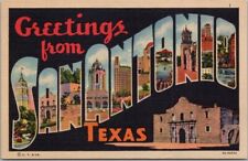 SAN ANTONIO Texas Large Letter Postcard Black Background / Curteich Linen - 1936 picture