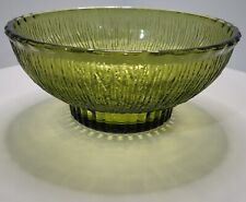 Vintage MCM 1975 FTD Avocado Green Glass Textured Pedestal Bowl Dish 6.75
