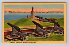 Baltimore MD-Maryland, Cannon At Historic Fort McHenry, Vintage Postcard picture