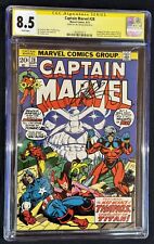 Captain Marvel #28 CGC 8.5 Signed Jim Starlin WP 3rd App Drax 4th App Thanos picture