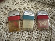 Set 3 VINTAGE 1960 SCRIPTO FLOATING FISHING LURE, Butterfly, Poker Cards LIGHTER picture
